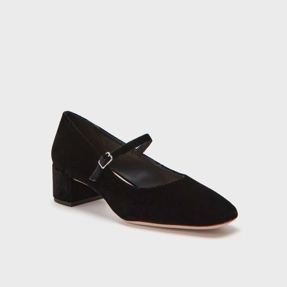 Loeffler Randall Lyra Velvet Black Heels Shoes Buckle Maryjanes NEW Size 10 - Picture 1 of 9